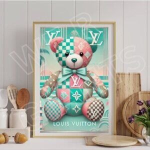 Colorful Bright Louis Vuitton Teddy Bear 11x17 Art Print